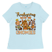 Baby Blue thanksgiving with my  gnomies Ladies Tee - BarkalooDesign