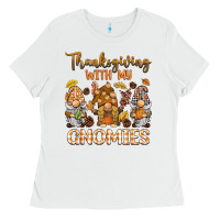 White thanksgiving with my  gnomies Ladies Tee - BarkalooDesign