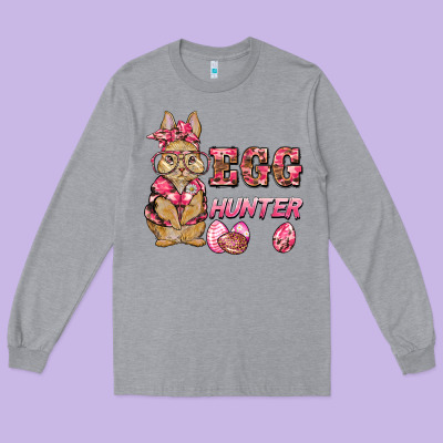 Easter Pink Camouflage Egg Hunter  Bunny Long Sleeve Tee Designed By Barkaloodesign