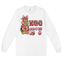 White easter pink camouflage egg hunter  bunny Long Sleeve Tee - BarkalooDesign