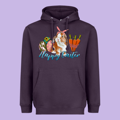 Happy Easter Bunny Carrots And Eggs Heavyweight Hoodie Designed By Ranaportraitstore