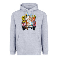 Heather Grey easter truck with bunny sunflowers and eggs Heavyweight Hoodie - RanaPortraitStore