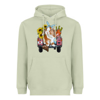 Matcha easter truck with bunny sunflowers and eggs Heavyweight Hoodie - RanaPortraitStore