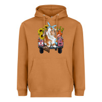 Meerkat easter truck with bunny sunflowers and eggs Heavyweight Hoodie - RanaPortraitStore