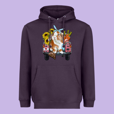 Easter Truck With Bunny Sunflowers And Eggs Heavyweight Hoodie Designed By Ranaportraitstore