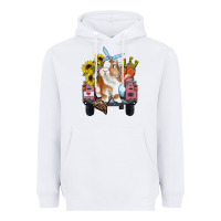 White easter truck with bunny sunflowers and eggs Heavyweight Hoodie - RanaPortraitStore