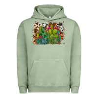 Pigment Oil Green watercolor cactus western background Urban Hoodie - BarkalooDesign