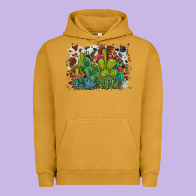 Watercolor Cactus Western Background Urban Hoodie Designed By Barkaloodesign