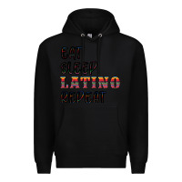 Black eat sleep latino repeat Premium Hoodie - BundleAndBundleShop