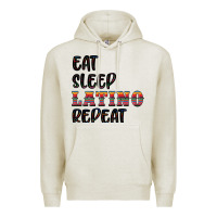 Oatmeal Heather eat sleep latino repeat Premium Hoodie - BundleAndBundleShop