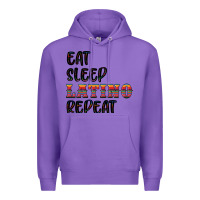 Purple eat sleep latino repeat Premium Hoodie - BundleAndBundleShop