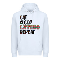White eat sleep latino repeat Premium Hoodie - BundleAndBundleShop