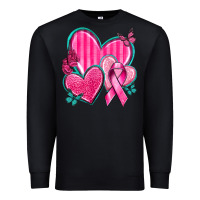 Black Breast Cancer Hearts Premium Sweatshirt - texasbilliewilder