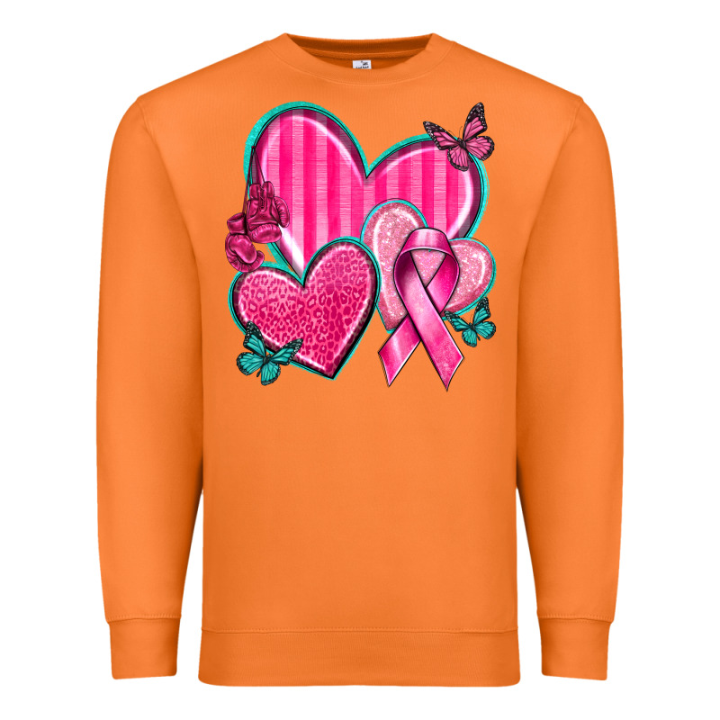 Breast Cancer Hearts Premium Sweatshirt by texasbilliewilder | Teevron