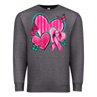 Charcoal Heather Breast Cancer Hearts Premium Sweatshirt - texasbilliewilder