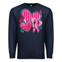 Navy Breast Cancer Hearts Premium Sweatshirt - texasbilliewilder