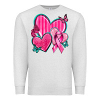 Oatmeal Heather Breast Cancer Hearts Premium Sweatshirt - texasbilliewilder
