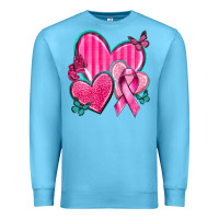 Ocean Blue Breast Cancer Hearts Premium Sweatshirt - texasbilliewilder