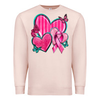 Pale Pink Breast Cancer Hearts Premium Sweatshirt - texasbilliewilder