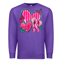 Purple Breast Cancer Hearts Premium Sweatshirt - texasbilliewilder