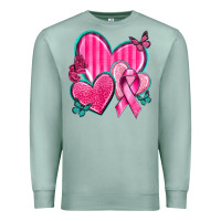 Seafoam Breast Cancer Hearts Premium Sweatshirt - texasbilliewilder