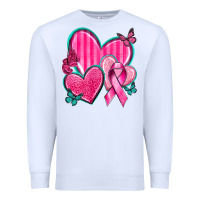 White Breast Cancer Hearts Premium Sweatshirt - texasbilliewilder