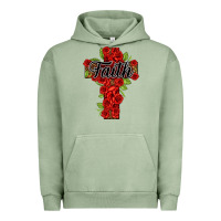 Pigment Oil Green faith floral cross Urban Hoodie - NancyCooperArtShop