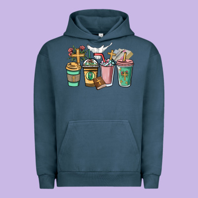 Faith Coffee Cups Urban Hoodie Designed By Nancycooperartshop