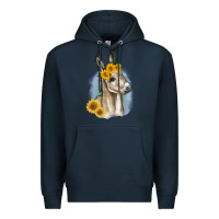 Navy Sunflower Baby Donkey Premium Hoodie - RanaPortraitStore