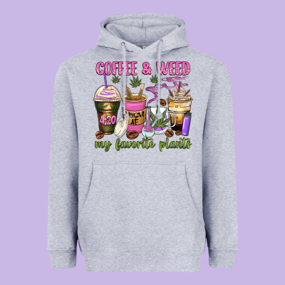 Coffee And Weed My Favorite Plants Heavyweight Hoodie Designed By Zillion Design Studio