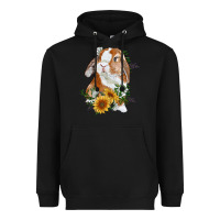 Black bunny with sunflowers Heavyweight Hoodie - RanaPortraitStore