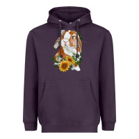 Plum bunny with sunflowers Heavyweight Hoodie - RanaPortraitStore