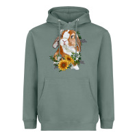 Sage bunny with sunflowers Heavyweight Hoodie - RanaPortraitStore