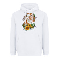 White bunny with sunflowers Heavyweight Hoodie - RanaPortraitStore