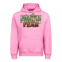 Fuchsia Pink faith over fear cross Urban Hoodie - NancyCooperArtShop