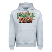 Heather Grey faith over fear cross Urban Hoodie - NancyCooperArtShop