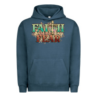 Pigment Midnight Navy faith over fear cross Urban Hoodie - NancyCooperArtShop