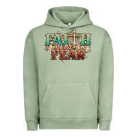 Pigment Oil Green faith over fear cross Urban Hoodie - NancyCooperArtShop