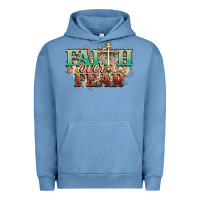 Pigment Pebble Blue faith over fear cross Urban Hoodie - NancyCooperArtShop
