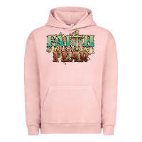 Pigment Salmon faith over fear cross Urban Hoodie - NancyCooperArtShop