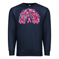 Navy Breast Cancer Rainbow Premium Sweatshirt - texasbilliewilder
