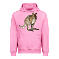 Fuchsia Pink Hand Drawn Wallaby Animal Urban Hoodie - LillyAllenDesigns