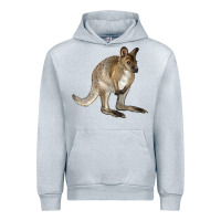 Heather Grey Hand Drawn Wallaby Animal Urban Hoodie - LillyAllenDesigns