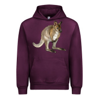 Mauve Wine Hand Drawn Wallaby Animal Urban Hoodie - LillyAllenDesigns