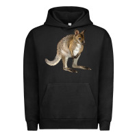 Pigment Black Hand Drawn Wallaby Animal Urban Hoodie - LillyAllenDesigns