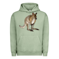 Pigment Oil Green Hand Drawn Wallaby Animal Urban Hoodie - LillyAllenDesigns