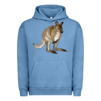 Pigment Pebble Blue Hand Drawn Wallaby Animal Urban Hoodie - LillyAllenDesigns