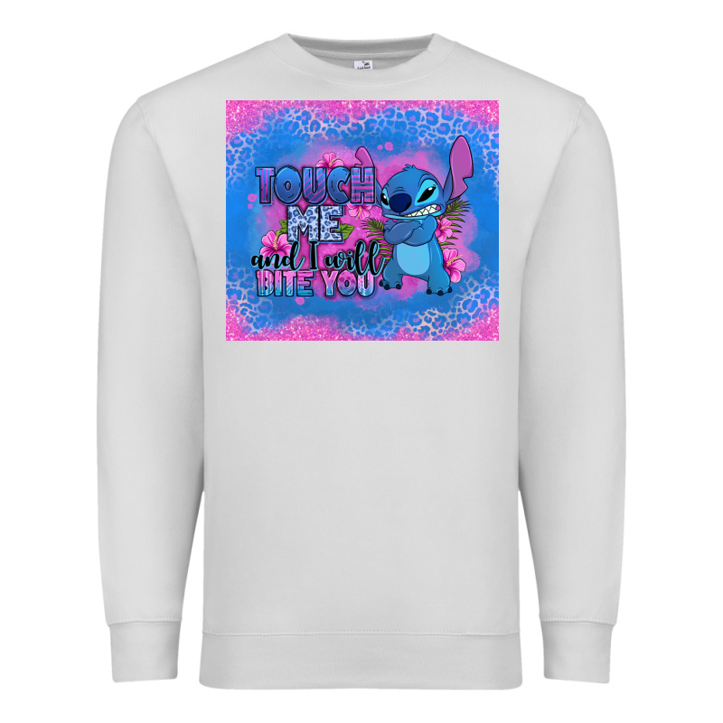 Touch Me And I Will Bite You Stitch Premium Sweatshirt by Zillion Design Studio | Teevron