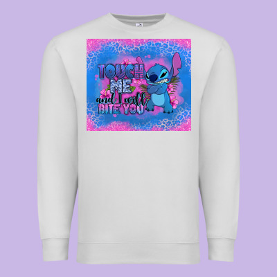 Touch Me And I Will Bite You Stitch Premium Sweatshirt Designed By Zillion Design Studio