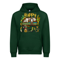 Forest Green happy camper caravan and gnome Urban Hoodie - BarkalooDesign